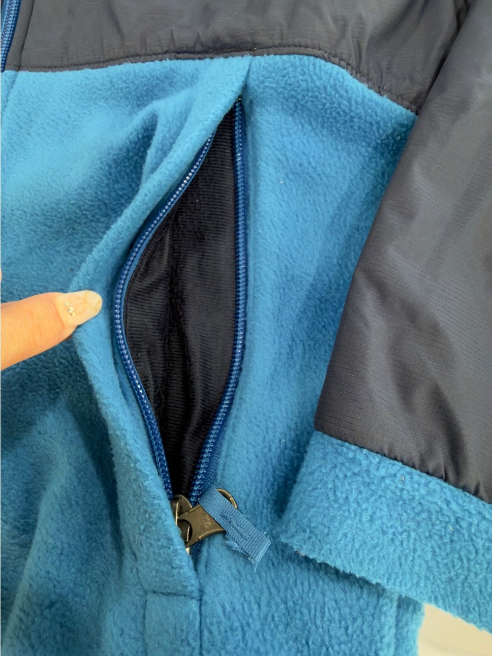 Columbia Navy and Bright Blue Kids Puffer Fleece Jacket - Picture 6 of 7
